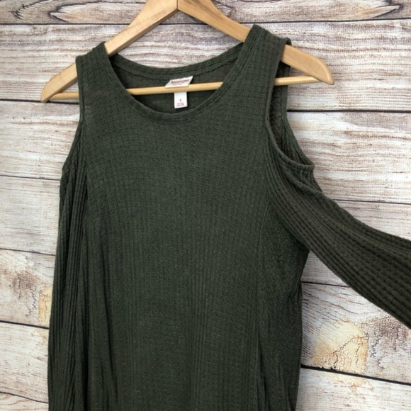 Mossimo Supply Co. Tops - Distressed Green Cold Shoulder Top
